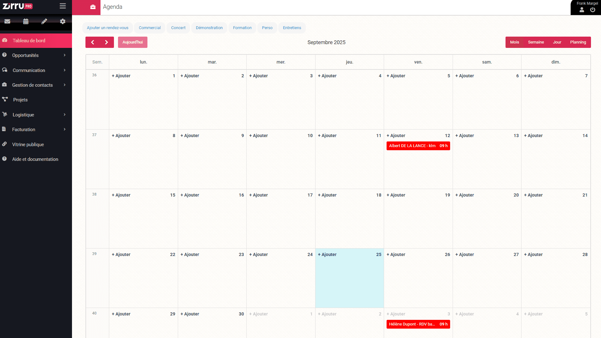 Module logiciel zirru, page web référencé pour pro de l'event